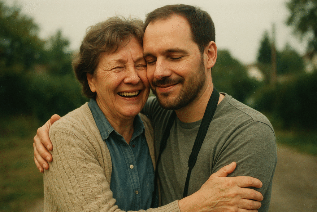 Un fotógrafo reveló una vieja película y en una de las fotos apareció su madre abrazándolo de adulto.