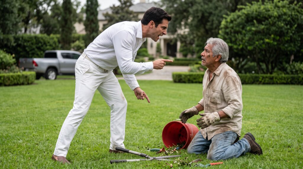 ¡Humilló a un anciano jardinero en el jardín, le exigió que vaciara sus bolsillos y lo acusó de robar 50 mil dólares sin piedad!