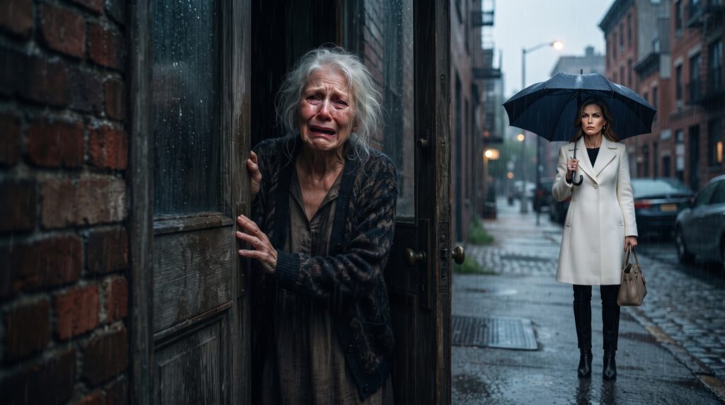 Botó el pesebre y la ropa de su propia madre al frío de la calle bajo la lluvia, exigiéndole que se largara de inmediato porque sus suegros ricos vendrían a cenar y le daba vergüenza que la vieran.